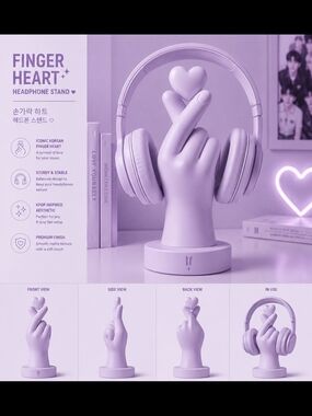 Finger Heart Headphone Stand in Light Purple